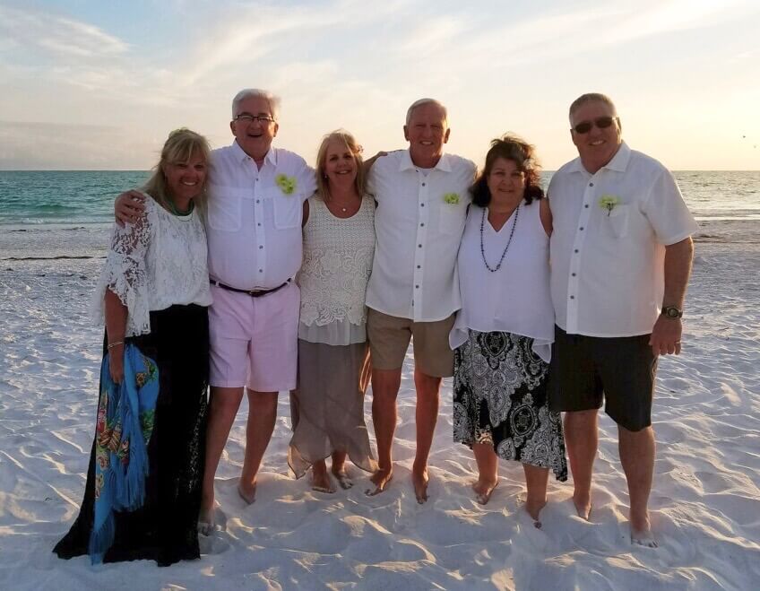 Three couples having a vow renewal